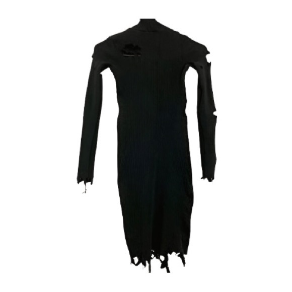 Distressed Long Sleeve Turtleneck Black Dress - Size XS - Picture 3 of 6